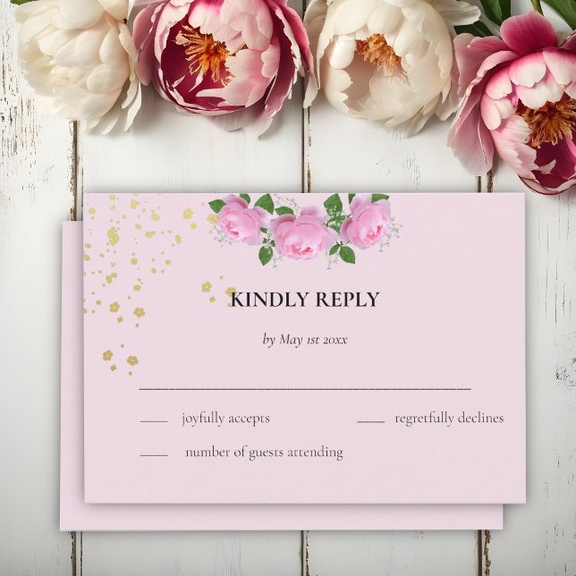 Fragrant Pink Roses, Wedding RSVP Card (Creator Uploaded)