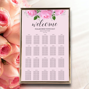 Fragrant Pink Roses Wedding Seating Chart