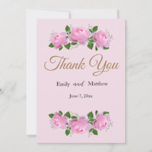 Fragrant Pink Roses, Wedding Thank you,  You Card