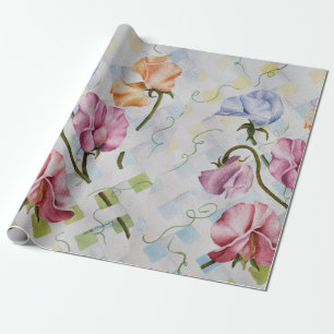 FRAGRANT SWEET PEAS WRAPPING PAPER