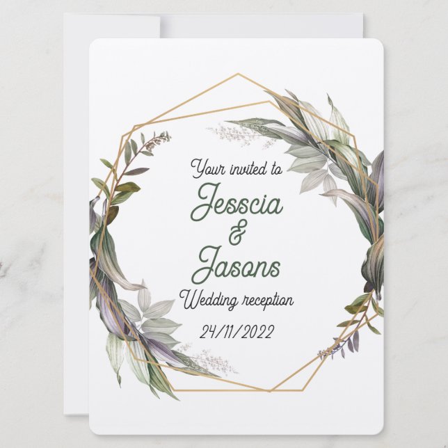 Frame and damask Wedding Invitation  (Front)