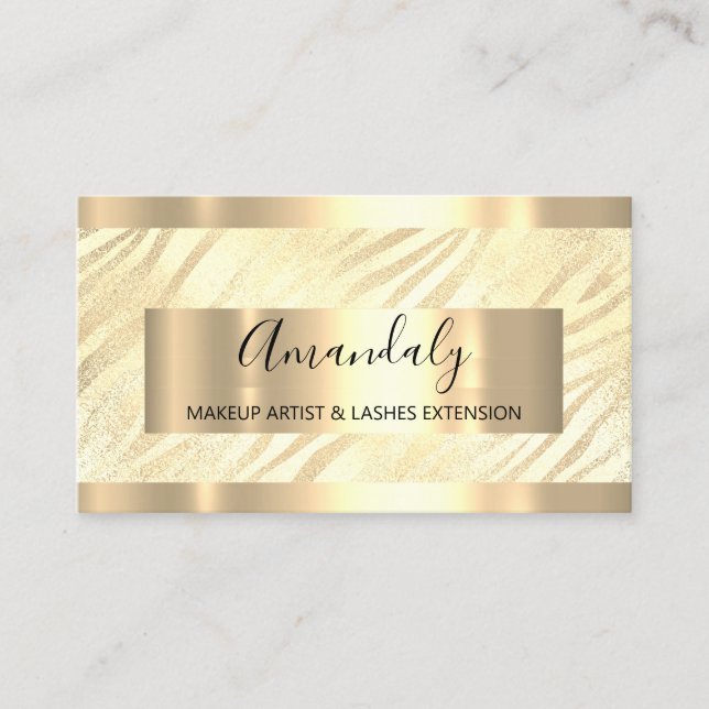  Frame Event Planner Silver Yellow Zebra Business Card (Front)
