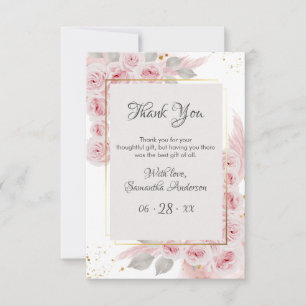 Frame Fancy Elegant Pastel Pink Floral Birthday Thank You Card