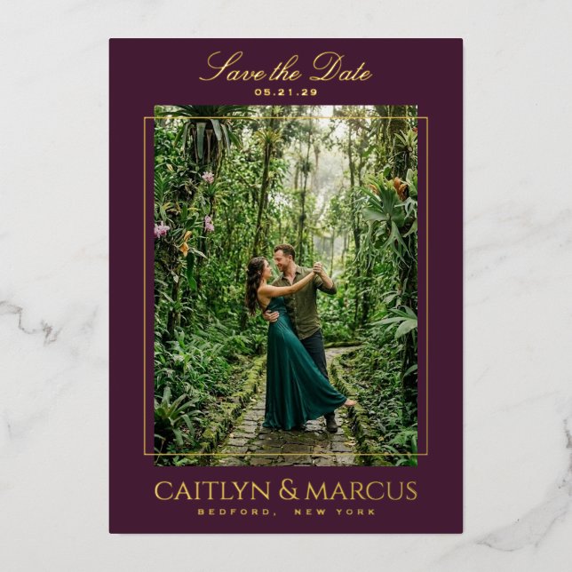 Frame Foil Pressed Save the Date announcement (Front)