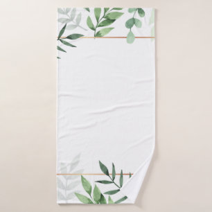 Frame leaves watercolor background bath towel