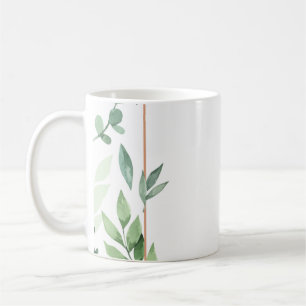 Frame leaves watercolor background coffee mug