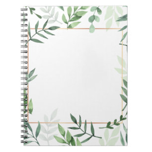 Frame leaves watercolor background notebook