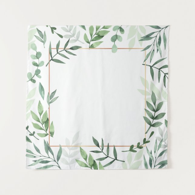Frame leaves watercolor background tapestry (Front)