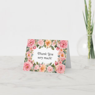 Frame Made of Pink Flowers Thank You Card