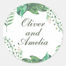 Frame Nature Green Floral Wedding Sticker