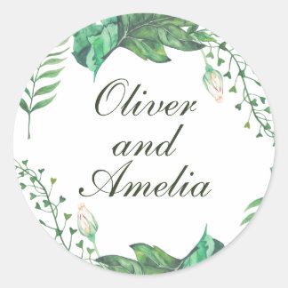 Frame Nature Green Floral Wedding Sticker
