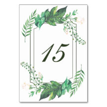 Frame Nature Green Floral Wedding Table Card