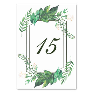 Frame Nature Green Floral Wedding Table Card