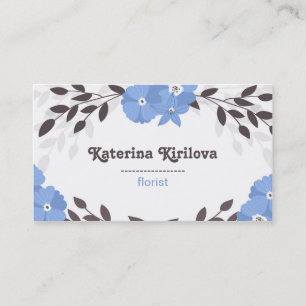 Frame of Blue flowers and leaves Business Card