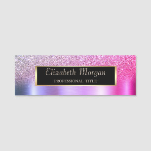  Frame Purple Violet Glitter Ombre  Metallic Name Tag