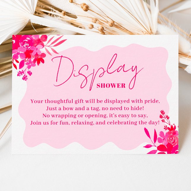 Frame red pink floral baby shower display shower enclosure card (Frame red pink floral baby shower display shower enclosure card)
