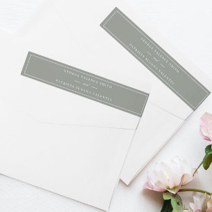 Frame Script Elegant Green White Wedding Wrap Around Label