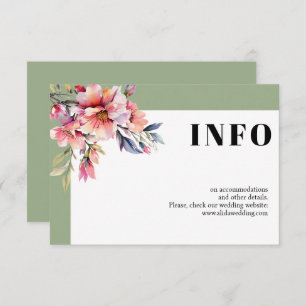 Frame with rhododendron branch and flowers wedding enclosure card