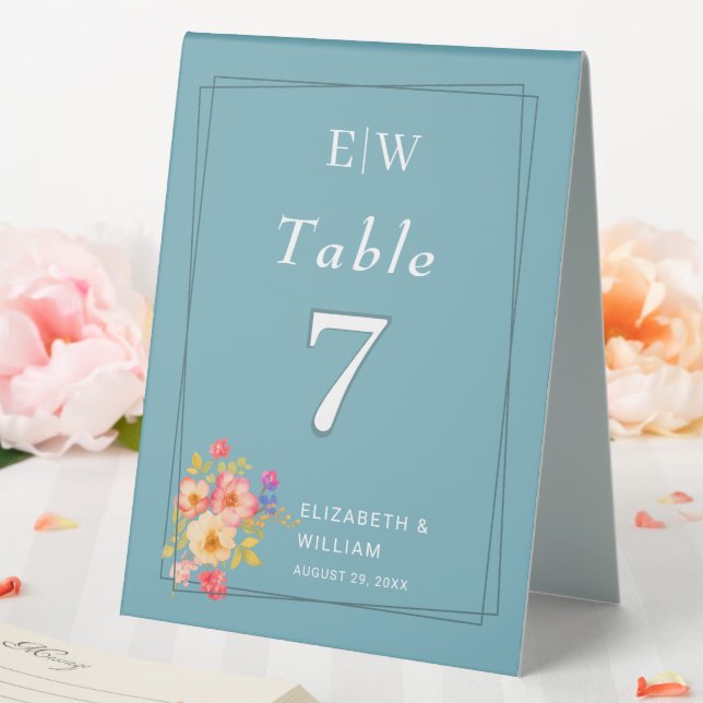  Frame with Roses, Wedding style on retro blue (In SItu (Wedding))