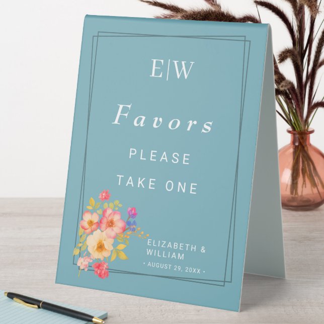  Frame with Roses, Wedding style on retro blue (In SItu (Table))