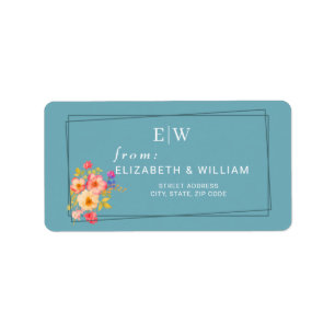  Frame with Roses, Wedding style on retro blue Label