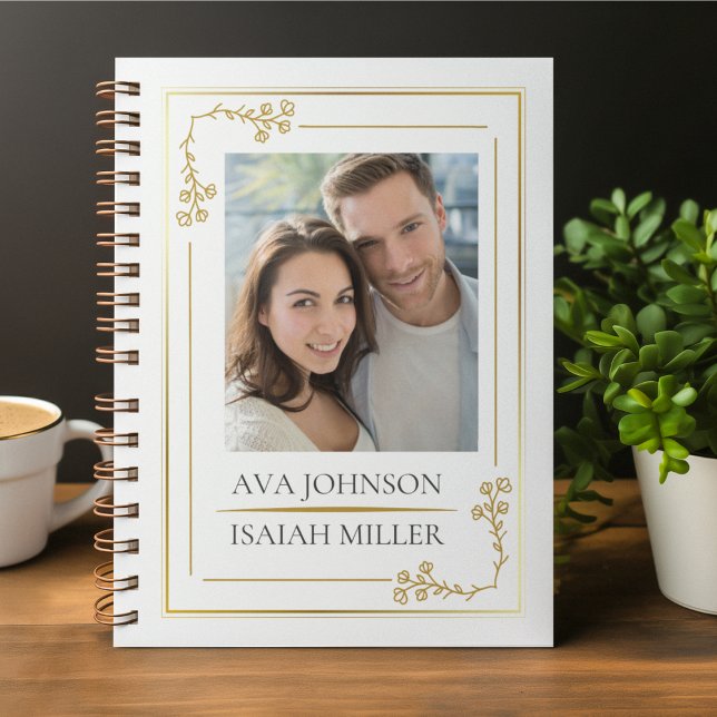 Frame Within a Frame Spiral Notebook (Classic notebook featuring framed photo layout with gold accent and refined corner details.)