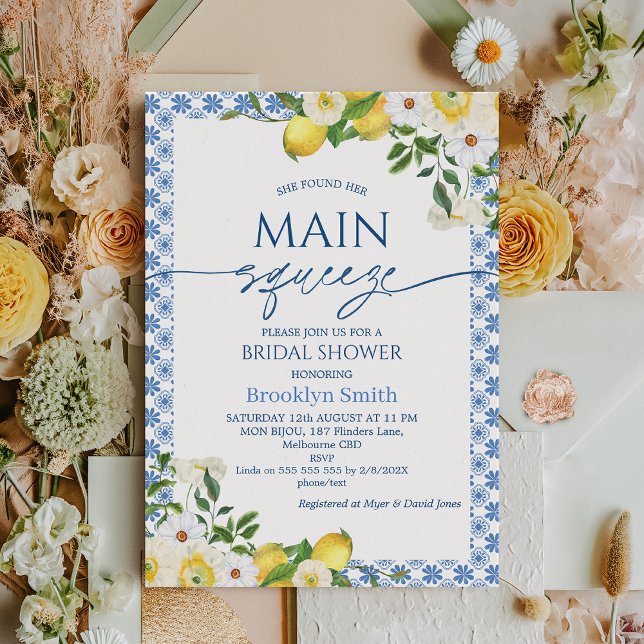 Frame Yellow Floral Lemon Themed Bridal Shower Invitation (Creator Uploaded)