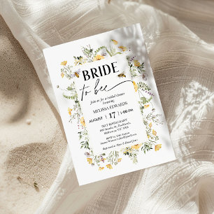 Frame Yellow Wildflower Meant To Bee Bridal Shower Invitation