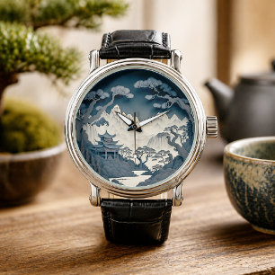 Framed 3D Chinese Landscape Grey Watch
