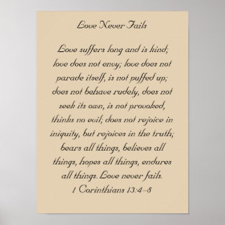 Framed Bible Verse Artwork, 1 Corinthians 13, Love Poster