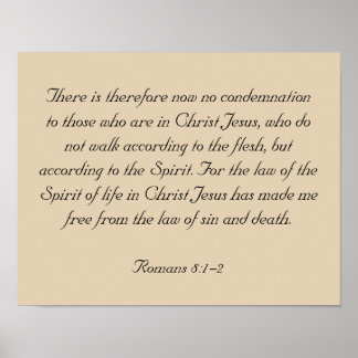 Framed Bible Verse Artwork, Romans 8:1-2 Poster