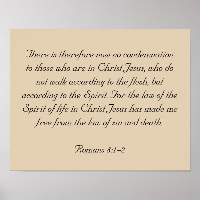 Framed Bible Verse Artwork, Romans 8:1-2 Poster (Front)