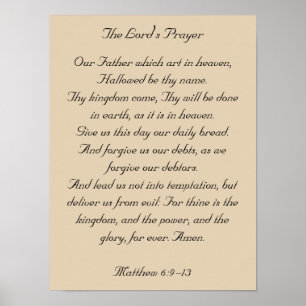 Framed Bible Verse Artwork, the Lord's Prayer Poster