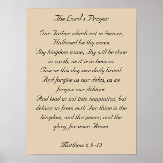 Framed Bible Verse Artwork, the Lord's Prayer Poster