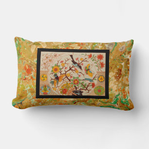 Framed Birds & Butterflies Lumbar Pillow