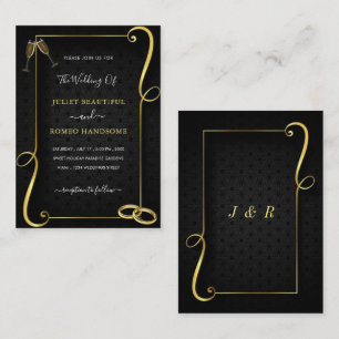 Framed Black and Gold Wedding Invitation Example