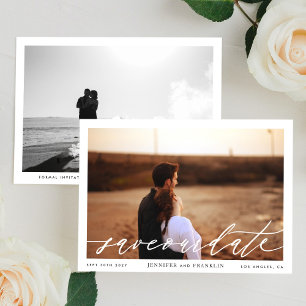 Framed Black and White QR Code Photo Calligraphy Save The Date