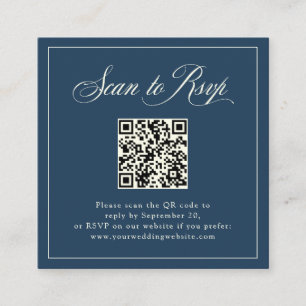 Framed Blue Italian Elegance RSVP with QR Code Enclosure Card