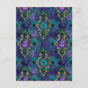 Framed Butterflies and Peacock Feathers Postcard