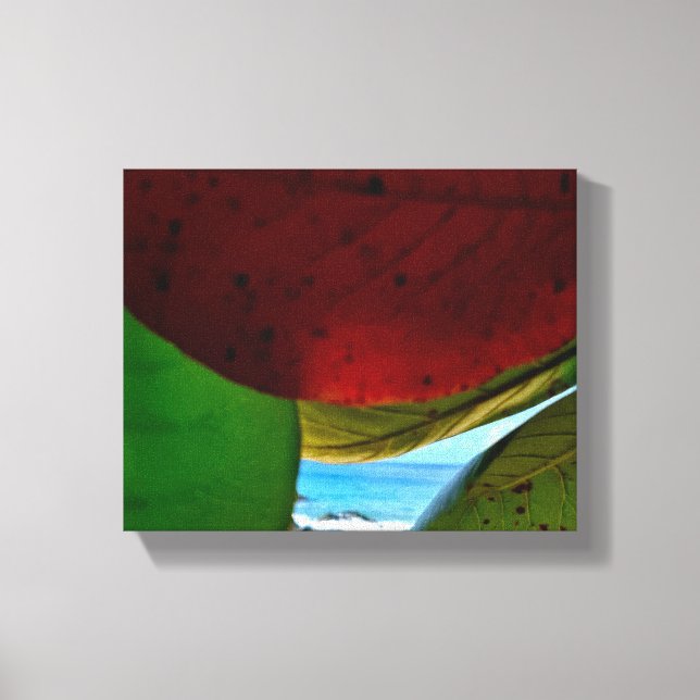Framed by Nature – Tropical Leaves & Ocean Canvas  (Front)