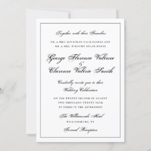 Framed Calligraphy Elegance QR code Wedding Invitation