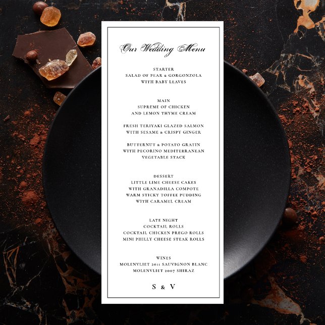 Framed | Calligraphy Elegant Monogram Wedding Menu (Creator Uploaded)