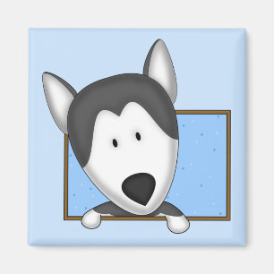 Framed Cartoon Siberian Husky Magnet
