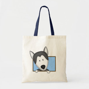Framed Cartoon Siberian Husky Tote Bag