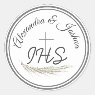 Framed Catholic Bible Verse Wedding  Classic Round Sticker