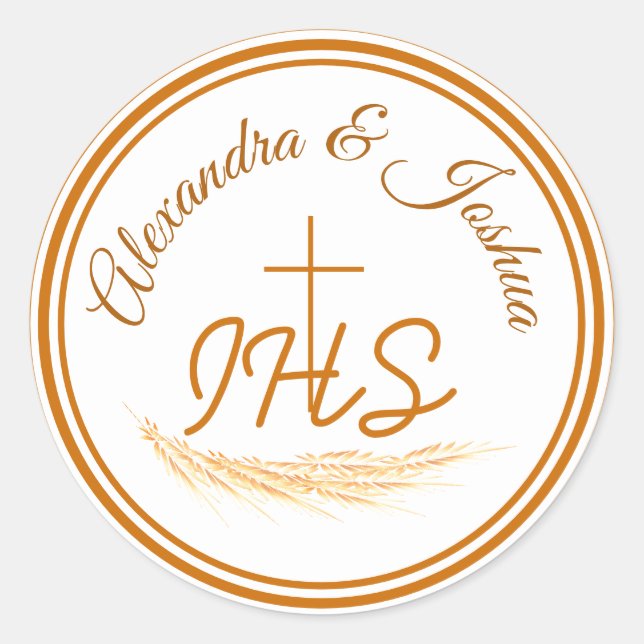 Framed Catholic Bible Verse Wedding  Classic Round Sticker (Front)