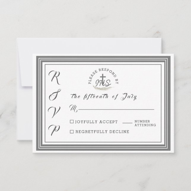 Framed Catholic Bible Verse Wedding RSVP Card (Front)