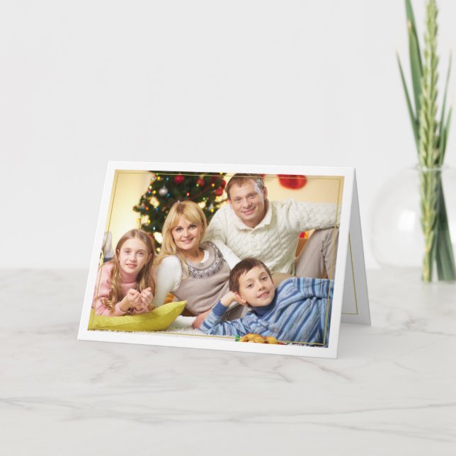 Framed Christmas Blessings Horizontal Photo Card (Front)