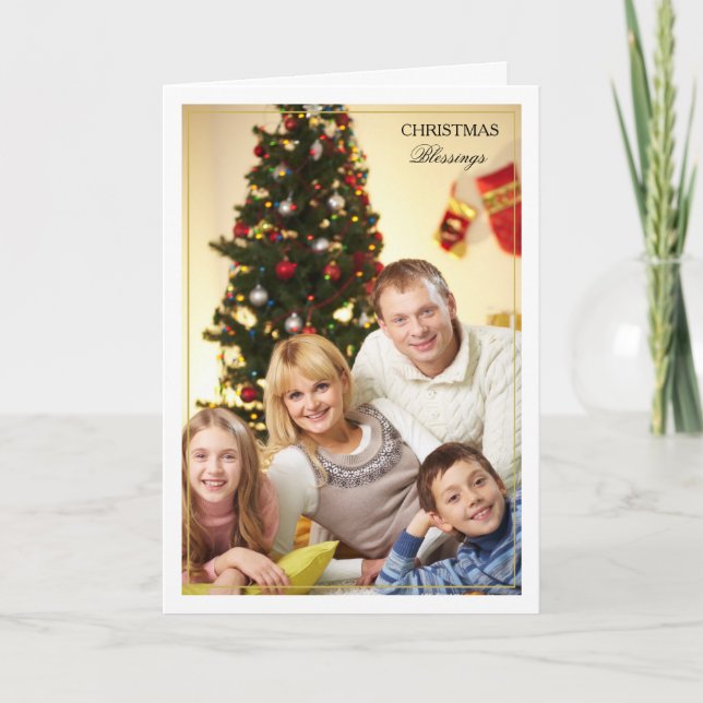 Framed Christmas Blessings Vertical Photo Card (Front)