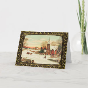Framed Country Christmas Services - Vintage Card